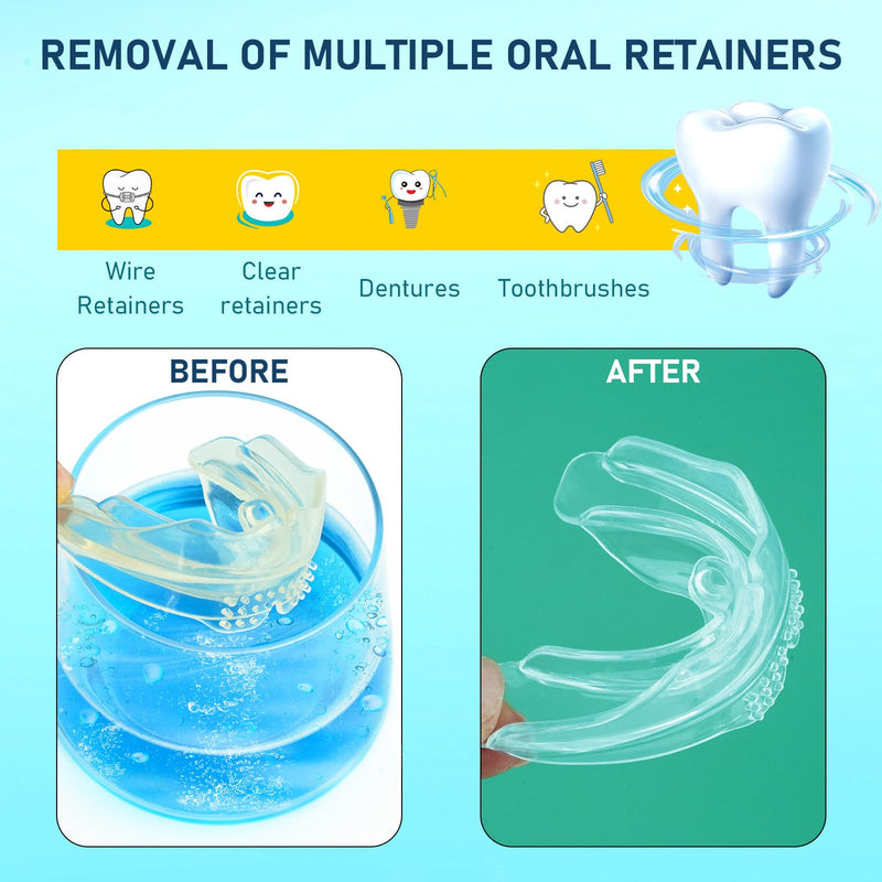 [Australia] - Retainer Cleaner & Denture Cleaning Tablets with 120 Removes Stains, Odors, and Plaque from Aligners, Mouth Guards, Night Guards, and Dental Appliances, 4-Month Supply 120 Count (2 Packs) 