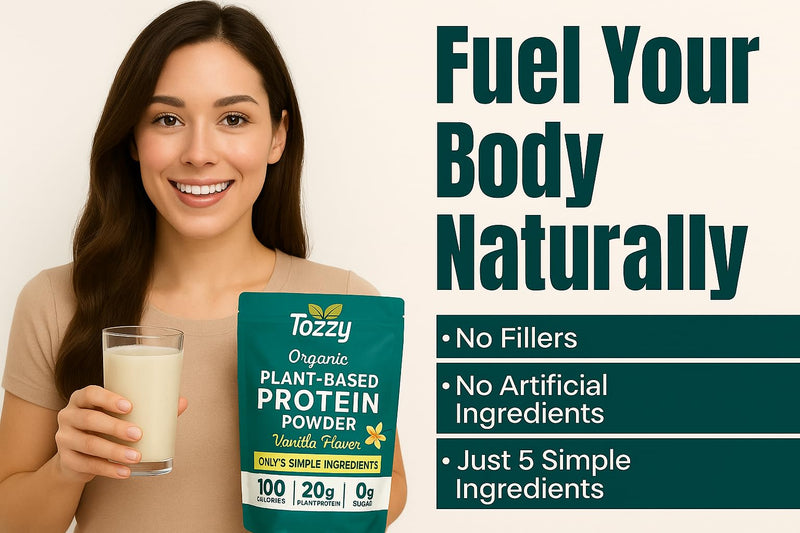 [Australia] - TOZZY Vegan Pea Protein Powder | Plant-Based Protein | Only 5 Simple Ingredients | 20g Protein, 0g Sugar | Non-GMO, Vanilla 