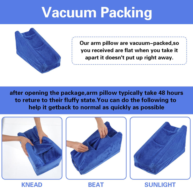 [Australia] - Gray Arm Elevation Pillow with 2 Pockets, Soft Ergonomic Support Pillow for Elbow Arm Rest Wedge Pillow Broken Arm Gifts with High Density Foam for Recovery Sleeping Care 