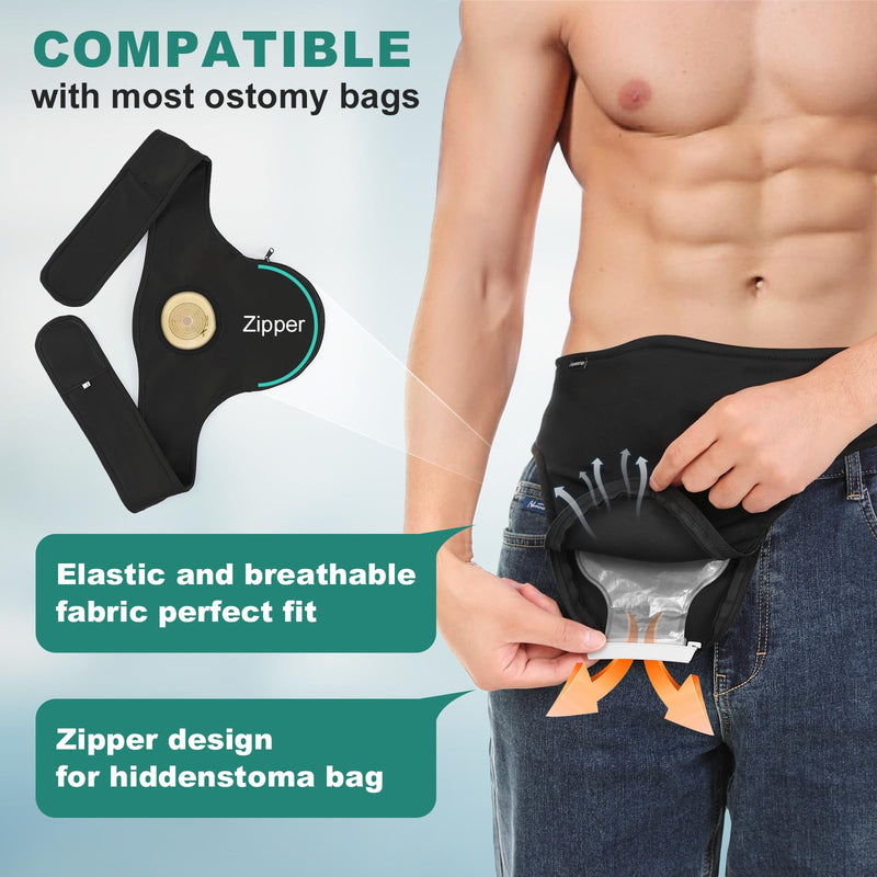 [Australia] - Ostomy Belt Black - Stealth Belt for Ostomy Bag, Ostomy Support Belt, Ostomy Wrap, Colostomy Bag Covers for Sport & Swiming L 