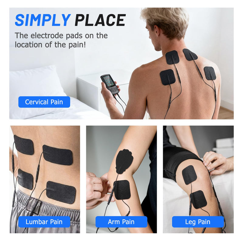 TENS Unit Muscle Stimulator, Rechargeable Dual Channel TENS EMS Machine, 28 Modes,40 Intensity Levels, 3.8-in Color Display, 12 Electrode Pads & EVA Case, Back Neck Shoulder Leg Pain Relief