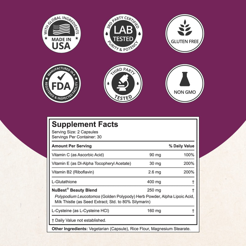 [Australia] - NuBest White - Glutathione 400mg & Milk Thistle Extract - Skin Brightening Supplement - Supports Beautiful and Radiant Skin - Antioxidant & Detoxification - 1 Pack | 1 Months Supply Pack 1 NuBest White 