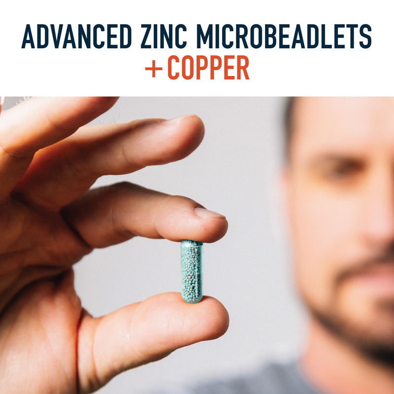 Zinc 30mg Microbeadlets with Copper | Highly Absorbable Zinc Bisglycinate & Orotate with 2mg Chelated Copper + Vitamin B6 | Vegan, Gluten-Free | Acne Support Supplements | 60 Capsules Beadlets