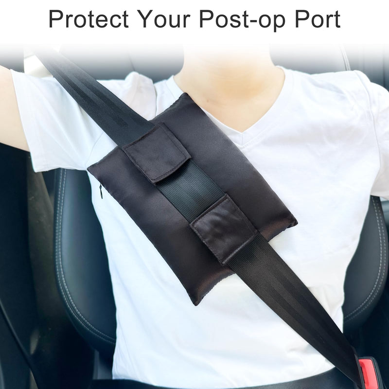 [Australia] - Chemo Port Pillow, Silky Satin Port Pillows for Chest Support Chemo Patients Heart Surgery Pillow After Open Heart Surgery Recovery Gifts, Supports for Chest for Medical Use, Black 