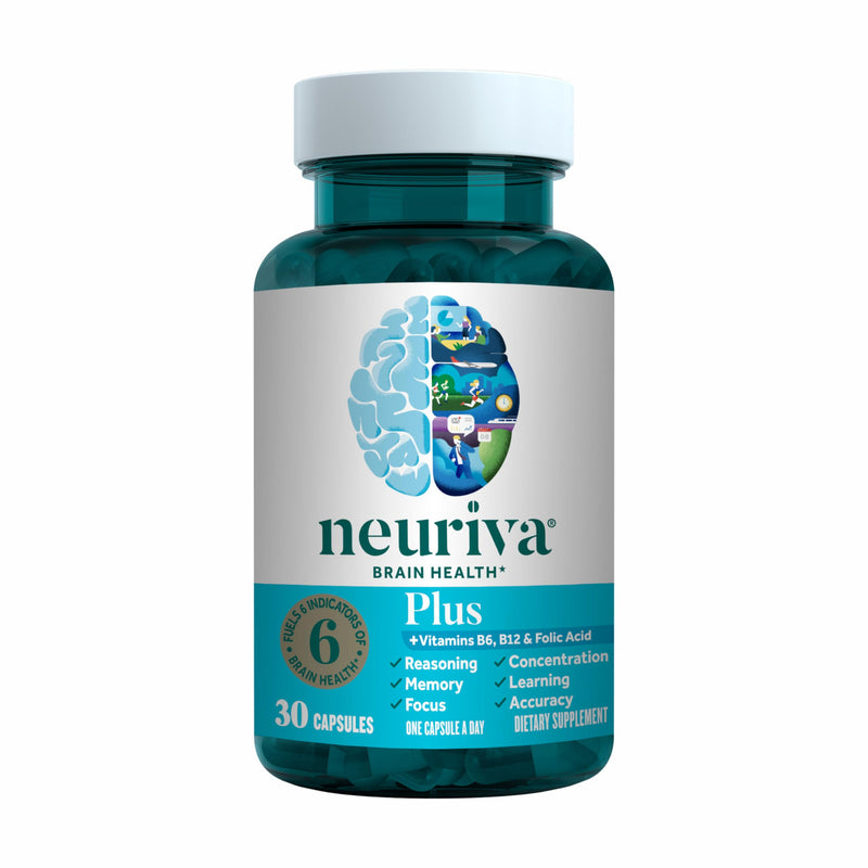 NEURIVA Plus Brain Supplements for Memory and Focus, Clinically Tested Nootropics Neurofactor and Phosphatidylserine, with Vitamin B12, Vitamin B6 and Folic Acid, 30 Count Capsules | Brain Supplements for Memory and Focus, Phosphatidylserine, Vitamin B...
