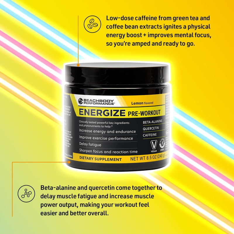 [Australia] - BODi Energize Pre Workout Powder - Beta-Alanine, Quercetin & Low-Dose Caffeine Formula for Enhanced Energy & Focus, Increase Energy & Endurance Supplement, Lemon Flavored, 40 Servings 8.5 Ounce (Pack of 1) 