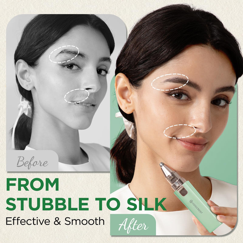 [Australia] - VOGCREST Hair Trimmer, 2 in 1 Facial Hair Remover & Eyebrow Trimmer for Women - Rechargeable, Portable, LED Light Green 