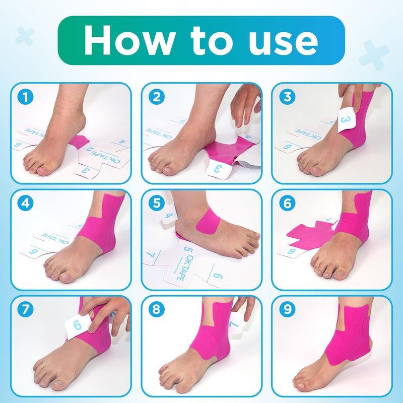 [Australia] - OK TAPE Precut Kinesiology Ankle Tape, 10 Pcs, Pain Relief, Prevent Ankle Sprain, Provide Support for Ankle Ligament, Elastic Athletic Tape, Breathable K Tape for Daily use - Beige 