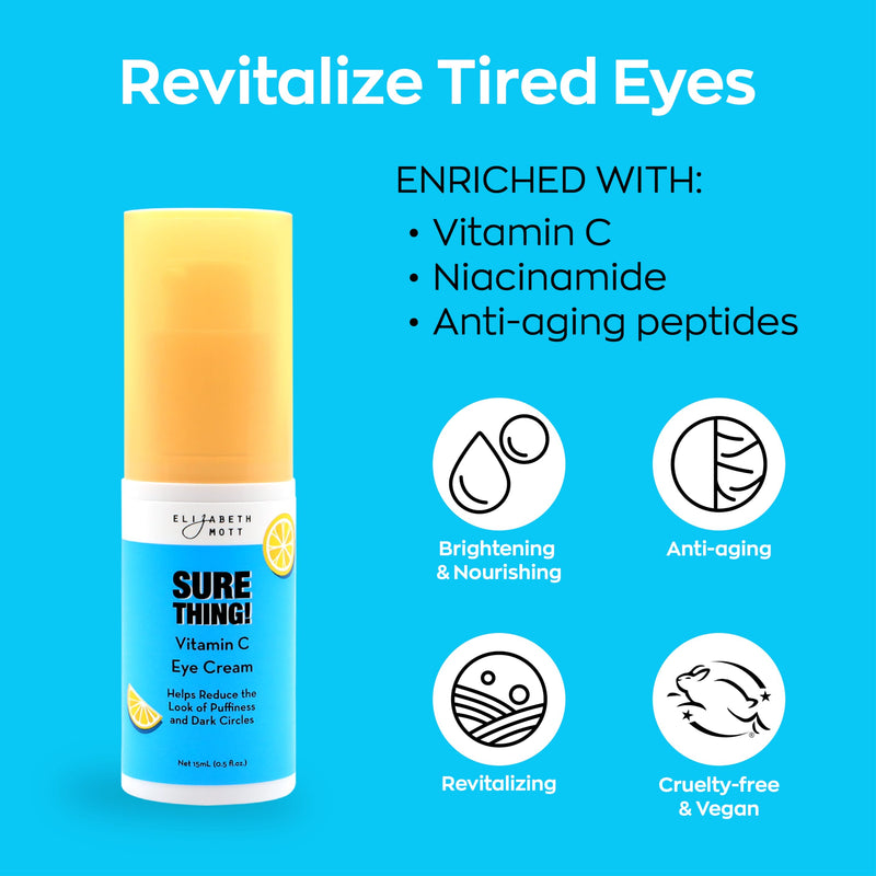 Elizabeth Mott Sure Thing Vitamin C Eye Cream, 15ml | Vitamin C Eye Cream, Hydrating & Brightening, Targets Dark Circles & Puffiness, Vegan, Fragrance-Free, Cruelty-Free