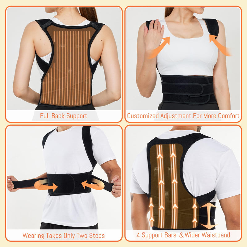 [Australia] - Back Brace, Posture Corrector for Women and Men,Scoliosis and Hunchback Correction,Brace for Upper and Lower Back,Relieve Back Pain,Comfortable and Effective (XL) XL Black 