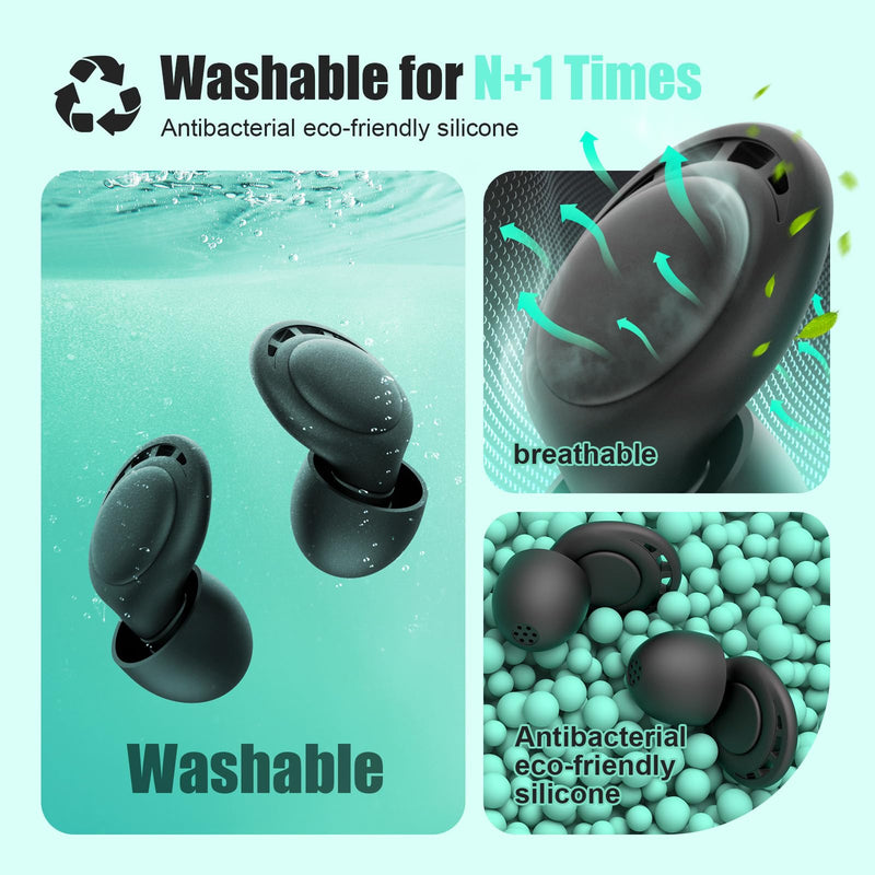 [Australia] - Ear Plugs for Sleeping Noise Reduction, Beinkap Reusable Earplugs Hearing Protection for Focus, Study, Work – 6 Pair Eartips in S/M/L – Flexible Silicone Soft – 35dB Noise Cancelling with Storage Case Black-nc06 