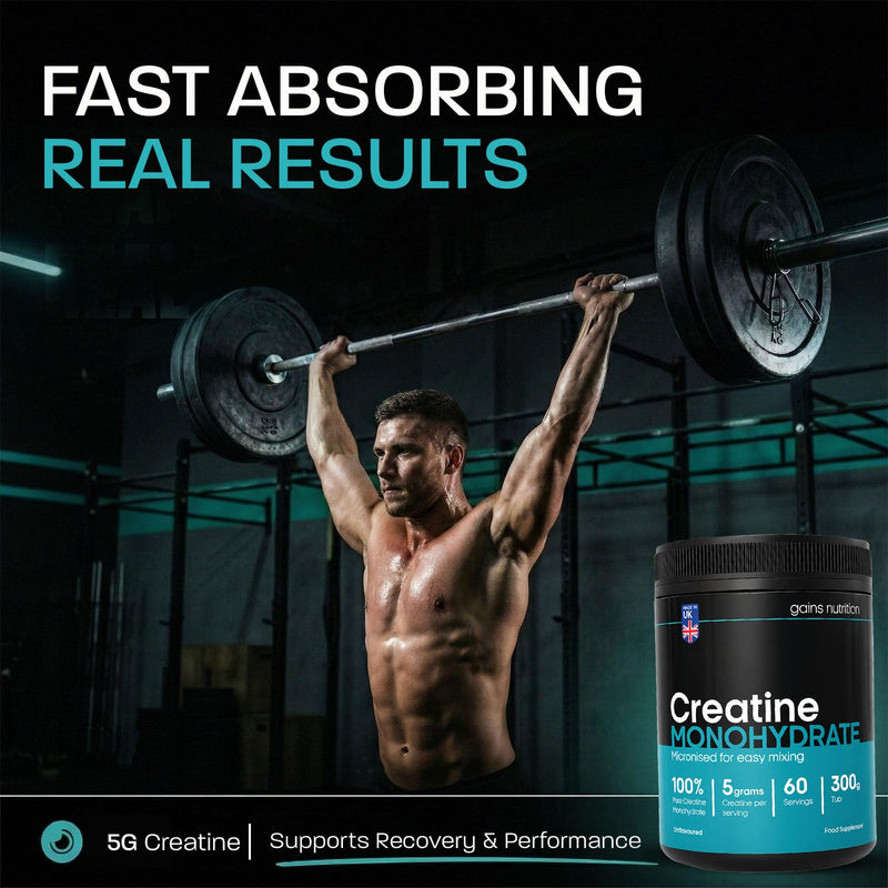 GN Creatine Powder | 300g High Strength Creatine Monohydrate Powder + Scoop - 5g per Serving | Unflavoured Filler Free Creatine-Monohydrate | Non-GMO & Gluten Free 60 Servings