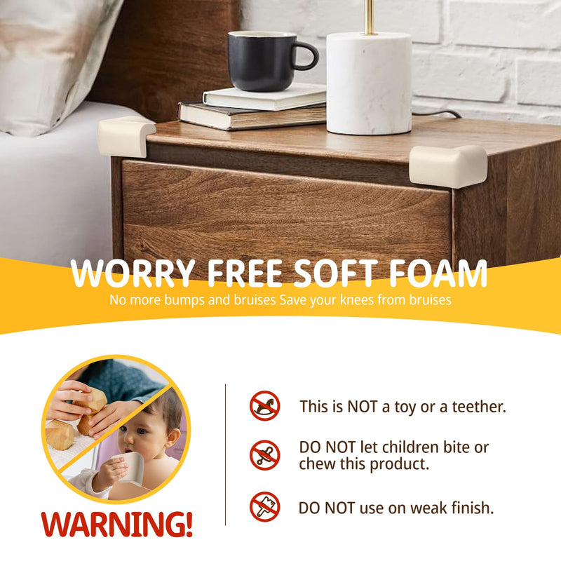[Australia] - 4PACK Edge Corner Protector Baby Proofing, Hefty-Fit Heavy-Duty Soft NBR Rubber Foam, Furniture Fireplace Safety Bumper Guard, Off-White 4 PCS 