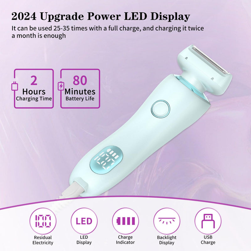 [Australia] - Glide Pro 3.0 Razor for Women, Livora Electric Shaver for Women, Silk Glide Pro Shaver, 2 in 1 Wet & Dry Waterproof Electric Shaver with Removable Head for Leg Arm Underarm Bikini Area (Blue) 