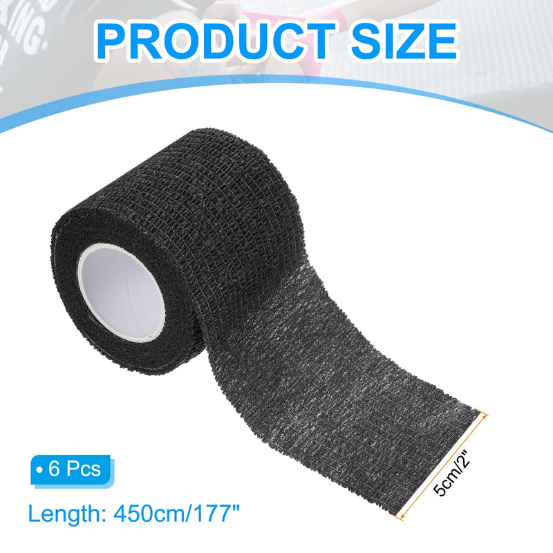 PATIKIL 2" x 177" Self Adhesive Bandage Wrap, 12 Pcs Elastic Self Breathable Self Adherent Wrap Tape for Stretch Athletic Sports Wrist Ankle Outdoor Tape, Black