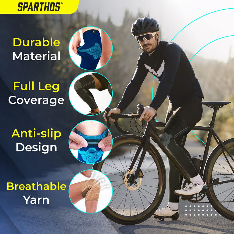 [Australia] - Sparthos Leg Compression Sleeves - Aid in Recovery and Support Active Lifestyle - Innovative Breathable Elastic Blend - Anti Slip, Day & Night Wear X-Small Midnight Black 