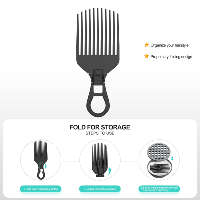 [Australia] - Silicone Twist Hair Brush, Magic Curling Hair Tool for Afro Curls,Vertical Stripe Curl Brushes, Detachable Two-Sided for Men Women Boy Girl Comb, Gray, 1 Piece Grey 