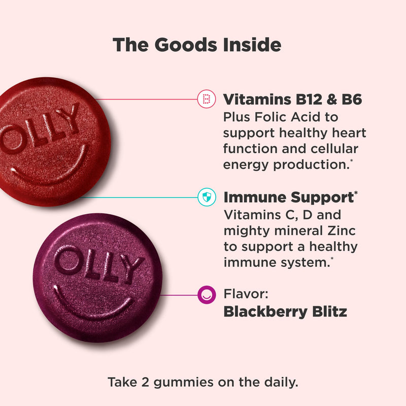 OLLY Men's Multivitamin Gummy, Supports Overall Wellness,* - 90 Count Blackberry 90 Count (Pack of 1)