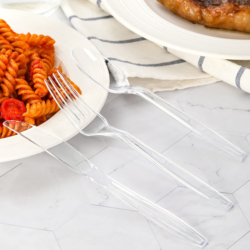 [Australia] - [100 Count] Clear Plastic Forks Heavy Duty, Premium Disposable Forks, Durable Plastic Cutlery for Parties, Picnics, Big Event, Daily Use - Heat Resistant & BPA Free 