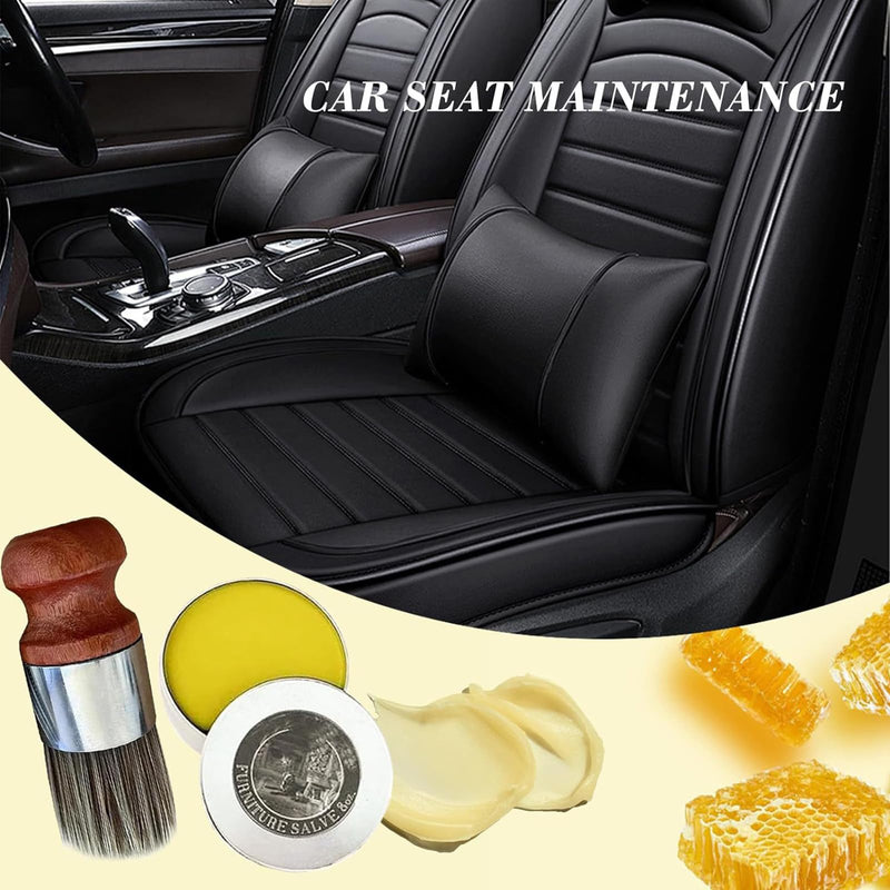 2024 New Furniture Salve for Leather - with 1 Brush and 120 ML Ointment, Leather Home Care Ointment is Suitable for Surface Care of Leather Sofas, Car Leather Seats and Wooden Furniture.