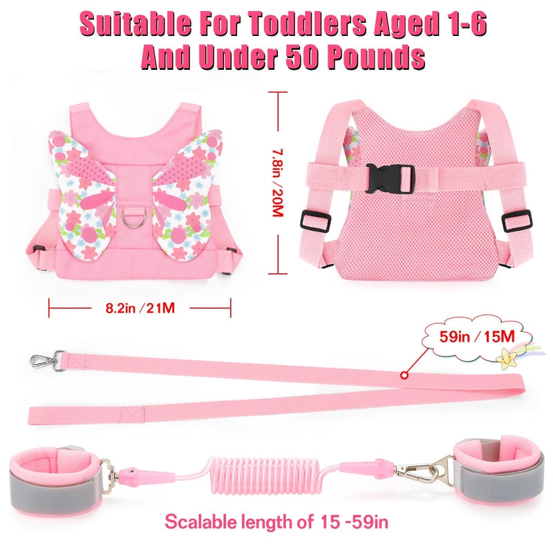 [Australia] - Toddlers Leash + Anti Lost Wrist Link Child Kids Safety Harness Kids Walking Wristband Assistant Strap Belt for Girl Pink Christmas Gift 
