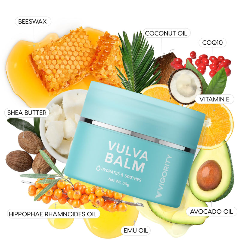 [Australia] - Vulva Balm Vaginal Moisturizer for Women: Natural Vulva Moisturizer & Vulva Cream for Dryness, Itch, Odor & Irritation - Menopause Support With Beeswax, Shea Butter, Emu Oil, and CoQ10 - Estrogen Free 1.76 Ounce (Pack of 1) 