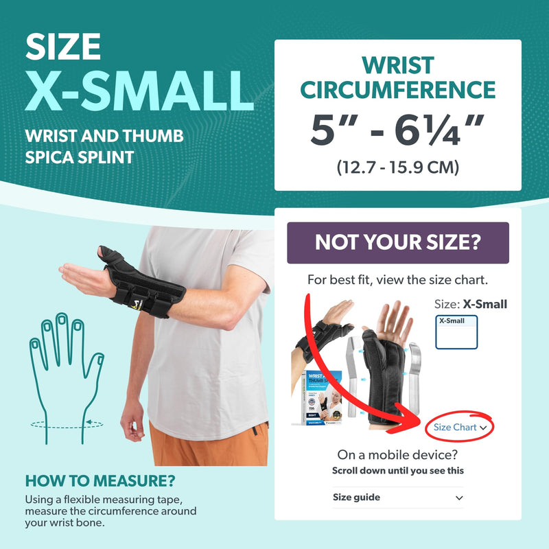 BraceAbility Wrist and Thumb Spica Splint - De Quervain's Tenosynovitis Long Forearm Cast Stabilizer for Tendonitis, Sprains, Thumb Brace for Arthritis Pain and Support - (XS Right Hand) X-Small