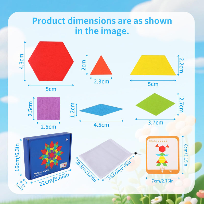 Memory Activities for Seniors & Kids, Wooden Tiles Pattern Blocks Matching Puzzle Game for Elderly Adults, Tangram Puzzles Cognitive Products Visual Stimulation Gift