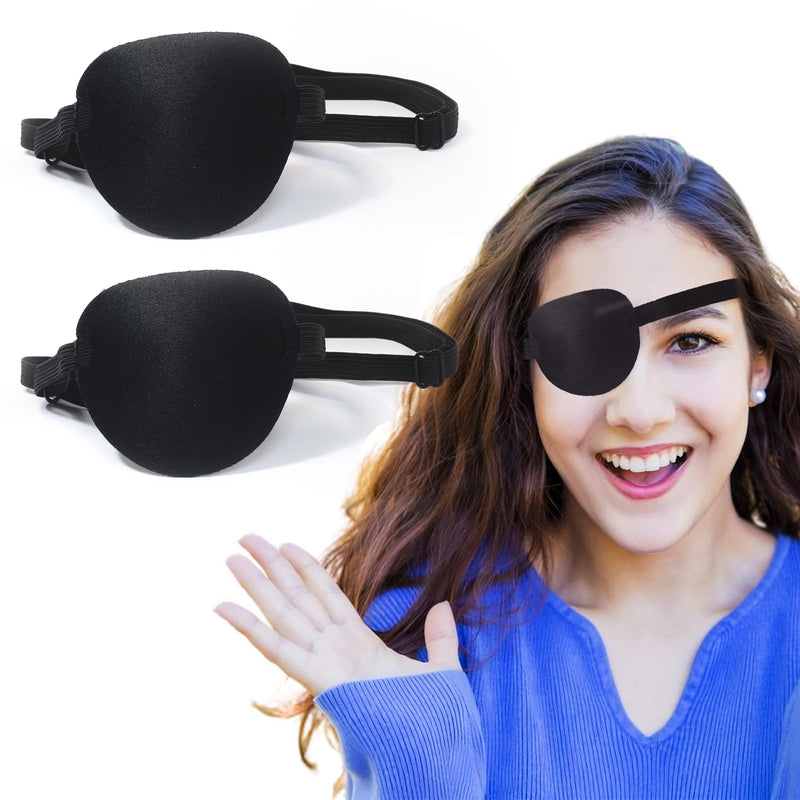 joaoxoko Eye Patches for Adults，2 Pcs Medical Eye Patches for Amblyopia Lazy Eye Patches for Left or Right Eyes，Black 3D Adjustable Eyepatch (Two Blacks)