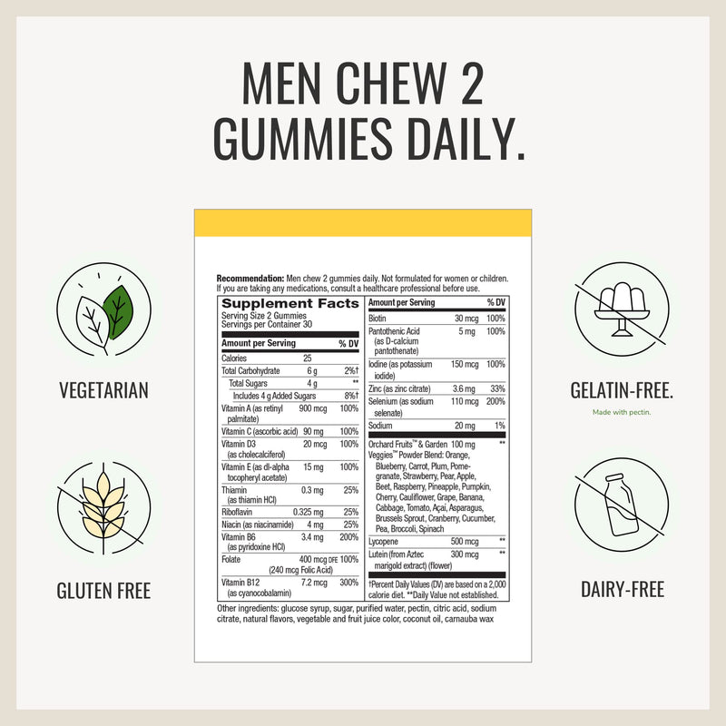 Nature's Way Alive! Women’s and Men’s 50+ Gummy Multivitamins, B-Vitamins, Delicious Flavors, 60 Gummies Per Bottle