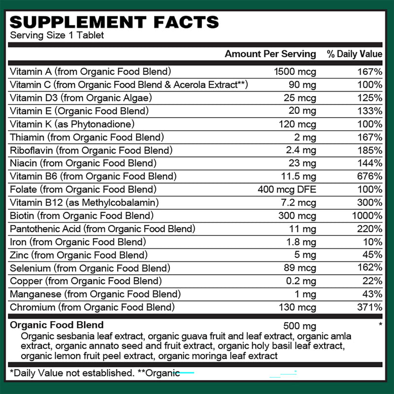 PlantFusion Organic Multivitamin for Men - One Daily Whole Food Blend Men's Multivitamin - Vegan, Non-GMO, Gluten Free & Dairy Free - 60 Tablets (2 Month Supply) 60 Count (Pack of 1)