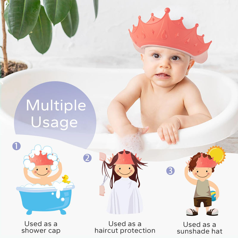 [Australia] - FUNUPUP Baby Shower Cap for Kids with Bath Rinse Cup, Adjustable Toddler Hair Washing Shield Hat Baby Bath Visor Shampoo Hat for Toddlers 6M-9T, Yellow and Blue Pink 
