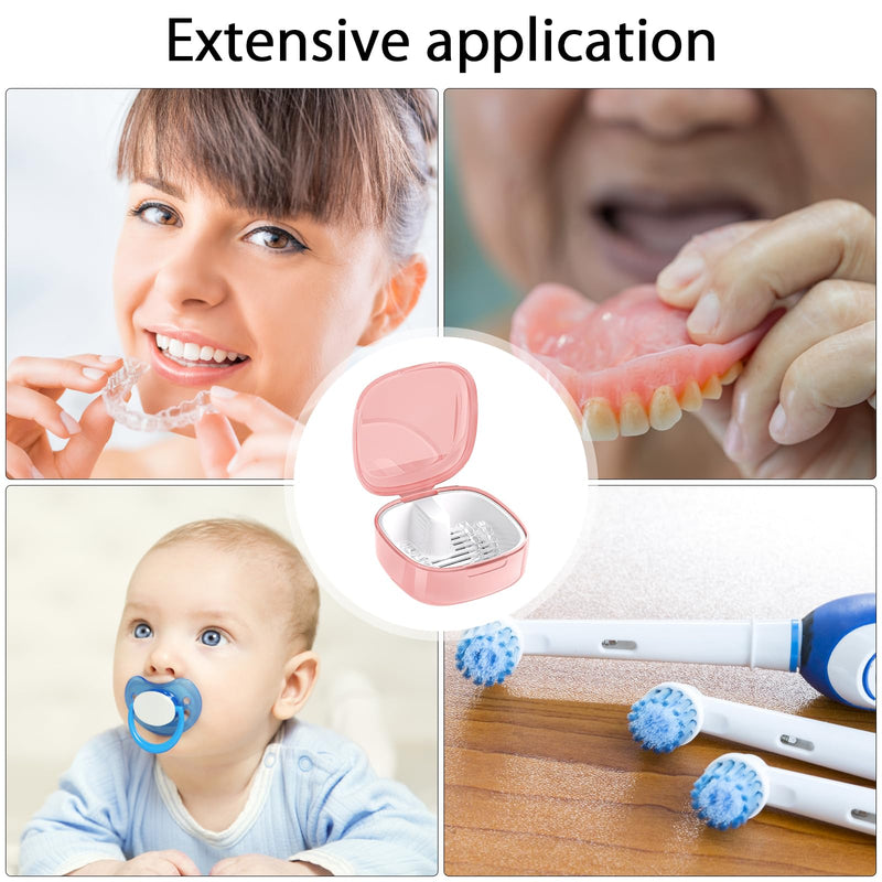 [Australia] - Braces box, denture box, denture box, denture box with sieve, denture box, retainer container, storage box with hanging sieve, denture container, tooth splint box (pink). 