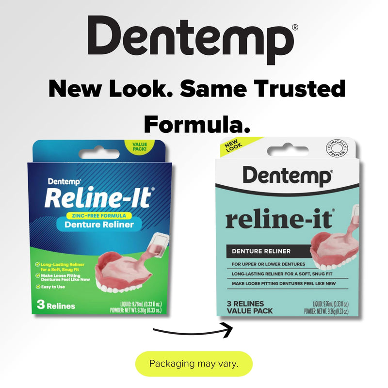 [Australia] - Dentemp Denture Reline Kit Value Pack - Advanced Formula Reline It Denture Reliner - Denture Kit to Refit and Tighten Dentures for Both Upper & Lower Denture (2 Pack (6 Relines)) 2 Pack (6 Relines) 