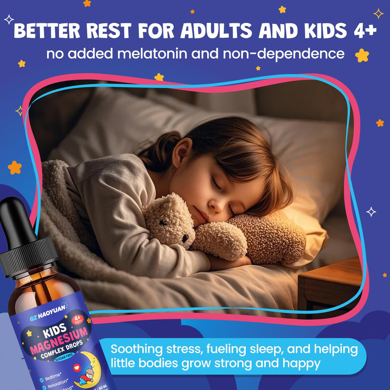 2 Pack Magnesium Glycinate Drops for Kids - Liquid Magnesium Drops with L-theanine, Chamomile & Vitamin B6 for Sleep, Relaxation, Calm & Focus, Strawberry Flavor, 4 Fl Oz 2 Fl Oz (Pack of 2)