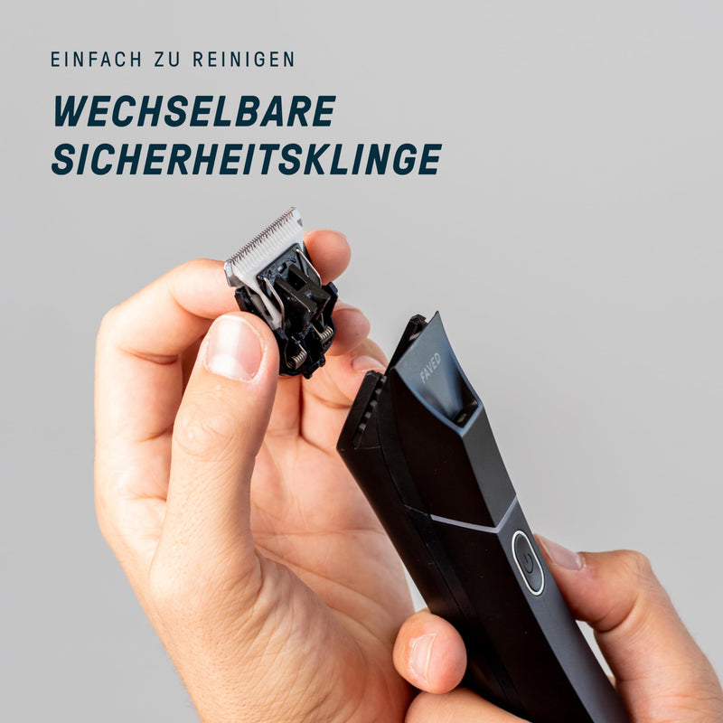 [Australia] - FAVED The Bodygroomer 2.0 intimate razor & body hair trimmer with revolutionary safety blade for men, 120 min power, shower-proof, LED light, beast mode - from Germany 