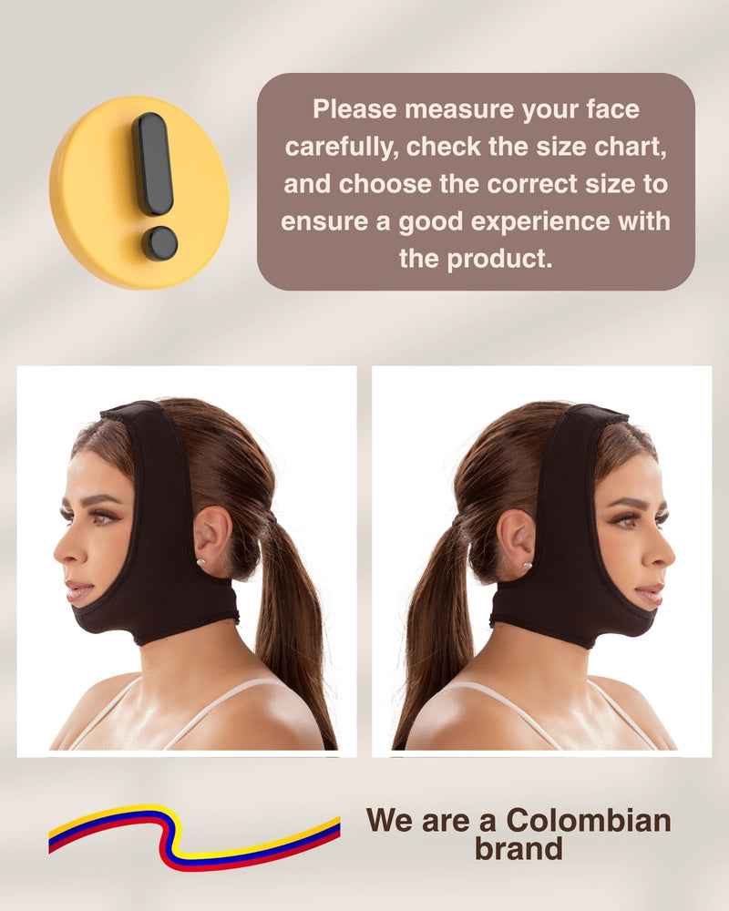 SHAPE CONCEPT Mentonera 318 Powernet Chin Strap for Sleeping Double Chin Reducer High Compression Face Lift Support Medium Black