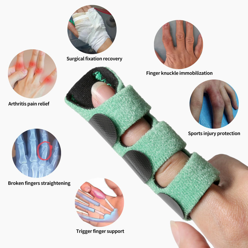 Finger Splint Set – 4 Pcs, Adjustable Trigger Finger Support Brace for Middle Finger Broken Straightening Arthritis Mallet Sprains, Ideal for Pain Management