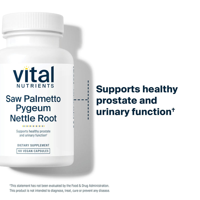 [Australia] - Vital Nutrients Saw Palmetto with Pygeum & Nettle Root | Vegan Saw Palmetto for Men Supports Healthy Prostate Function* | Vegan Saw Palmetto Extract Supplement | Gluten, Dairy, Soy Free | 60 Capsules 60 Count (Pack of 1) 