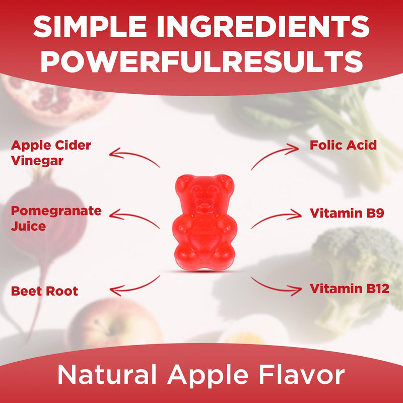 Metabolism Gummies for Women and Men Digestion & Energy, 60 Count Apple Cider Vinegar Gummies with Vitamin B12 & Beet Root, Chewable Keto ACV Vitamin for Metabolism & Detox Cleanse