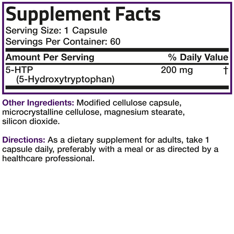 [Australia] - Bronson 5-HTP 200mg (5-hydroxytryptophan) Griffonia Simplicifolia Non-GMO, 60 Vegetarian Capsules 60 Count (Pack of 1) 