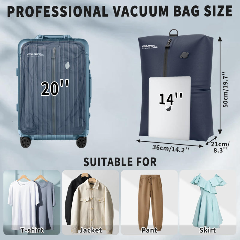 Travel Vacuum Bags with Pump,IPX8 Waterproof Vacuum Compression Bag | Suitable for Carry-On Suitcase & Travel Backpack,Space Saver Bags Packing Organizers