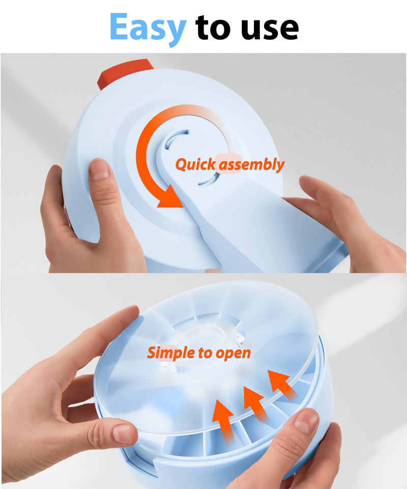 Pill Dispenser 14 Day – Rotating Medicine Organizer Wheel with Push Button, Wall Mounted or Desktop Manual Pill Dispenser for Elderly & Seniors, Large Capacity Vitamin & Medication Organizer Blue