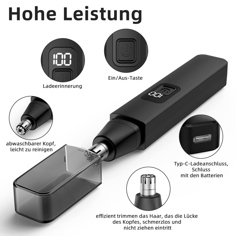 [Australia] - Nose Hair Trimmer, Rechargeable Wireless Ear Eyebrow Trimming Tool Dual Edge Blades Shaver Easy Cleaning with Indicator Light for Man Woman 