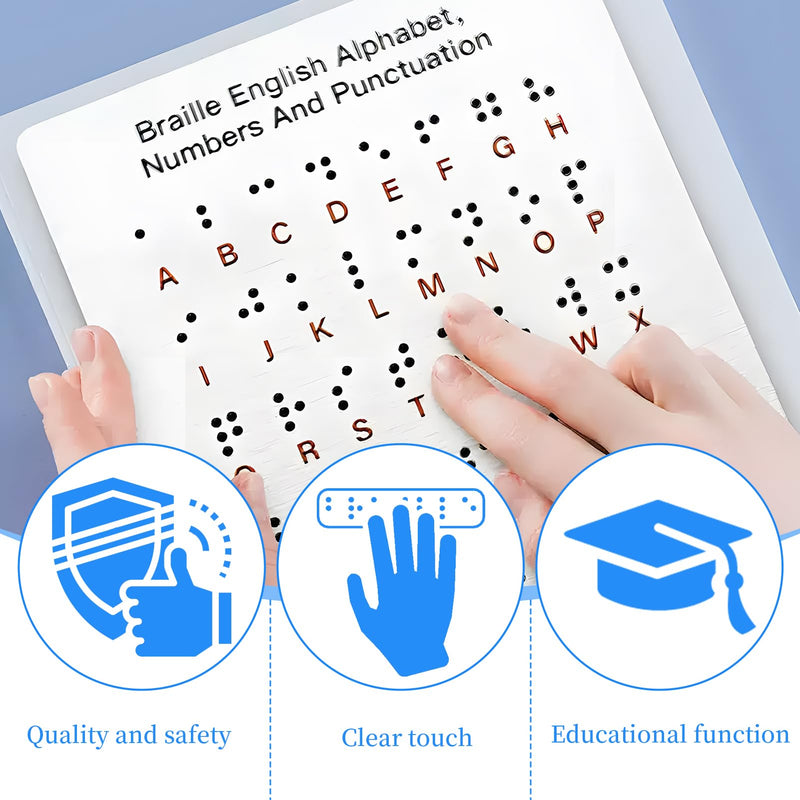 Braille Alphabet Board, Aluminum Braille Learning Board with Raised Dots, Portable Alphabet Chart for Visually Impaired Products, Gifts for Blind People Education Beginners Teaching Aid (Sliver)