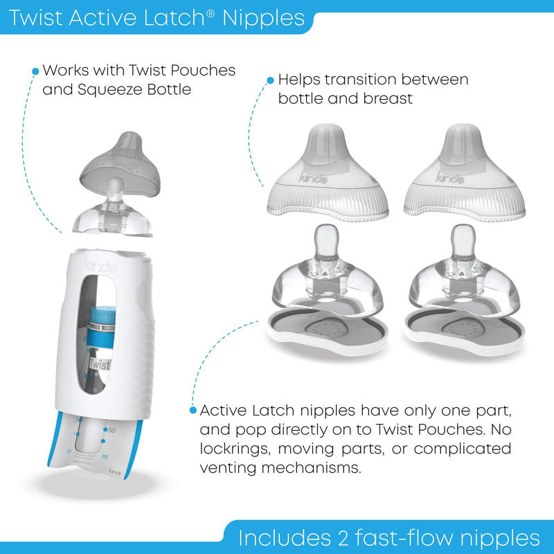 [Australia] - Kiinde Twist Active Latch Nipples for Breast Milk or Formula Feeding - Fast Flow (2 Pack) 1 