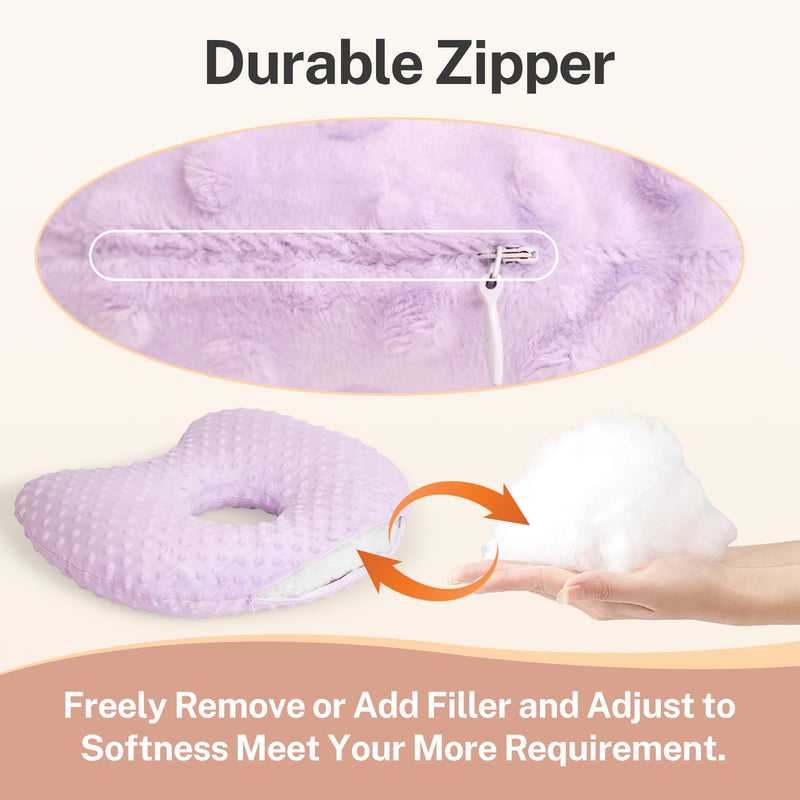 [Australia] - Ear Piercing Pillow for Side Sleepers with an Ear Hole - CNH and Ear Pain Ear Inflammation Pressure Sores, Washable and Adjustable Ear Guard Pillow with Cotton Polyester (Purple) 