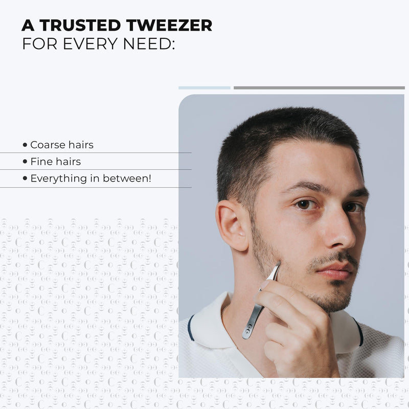 Professional Eyebrow Tweezers for Women and Men – Precision Stainless Steel Slant-Pointed Tip Tweezer for Facial Hair, Ingrown Hair, Splinter, Eyebrows & Blackhead Removal, Silver and Black 1 Silver/ Black