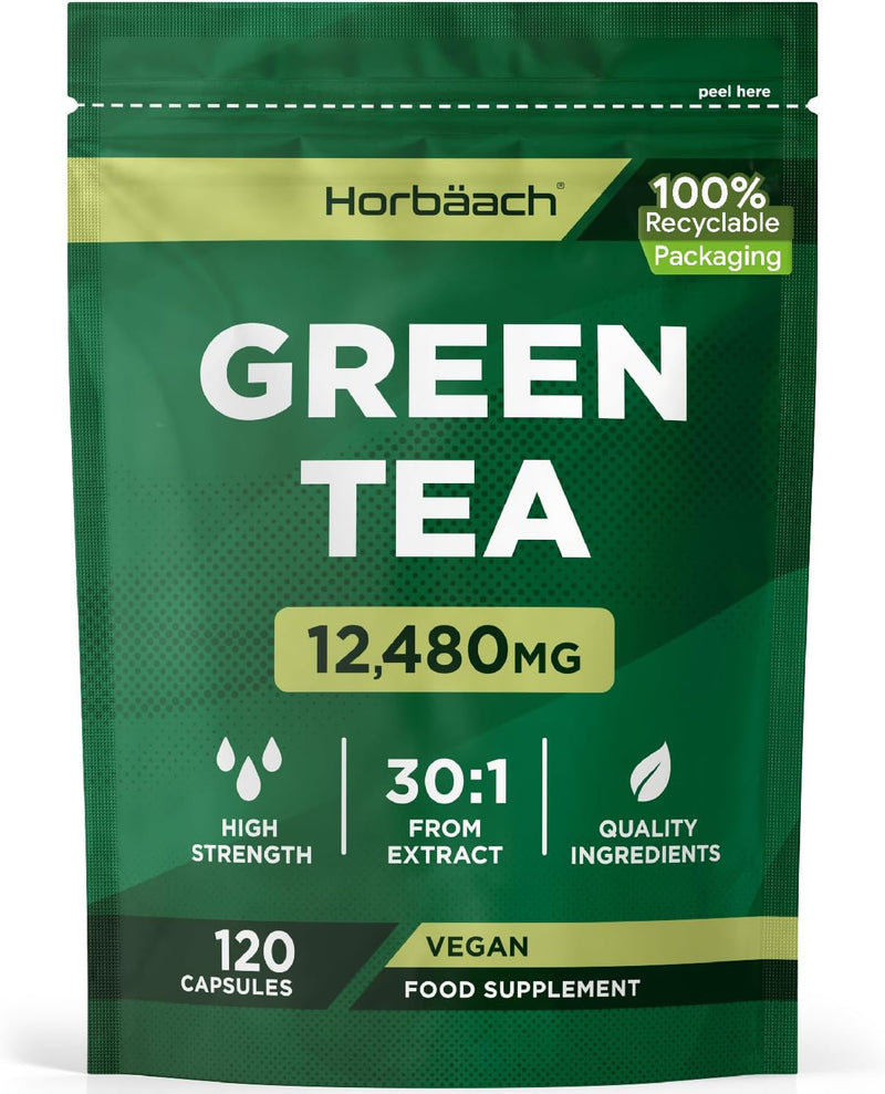 Green Tea Extract 12480mg | 120 Vegan Capsules | Antioxidant & Rich in Polyphenols | Keto Diet Friendly | High Strength | Non-GMO, Gluten Free Supplement