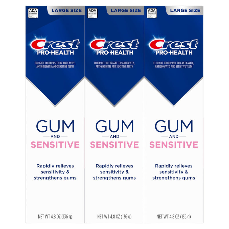 [Australia] - Crest Sensitive and Gum Toothpaste 4.8 oz (3 Pack), Relieves Sensitivity, Strengthens Gums, Anticavity, Clinically Proven, Antibacterial Toothpaste 